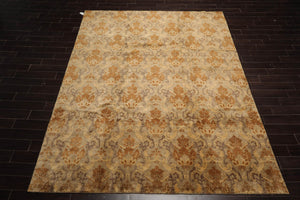 9x12 Tan Hand Knotted 100% Wool Kalaty Damask Transitional Oriental Area Rug