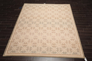 8'1" x 9'9" Schumacher Hand Knotted Wool French Aubusson Savonnerie Area Rug Beige - Oriental Rug Of Houston