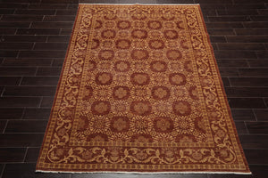 6x9 Brown Hand Knotted 100% Wool Traditional Oriental Area Rug