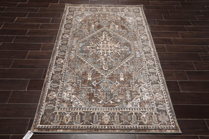 5' x7'  Gray Brown Cream Color Machine Made Persian  Transitional Oriental Rug