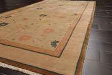6x9 Beige Hand Knotted Tibetan 100% Wool Art Deco Traditional Oriental Area Rug