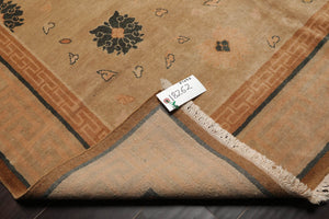 6x9 Beige Hand Knotted Tibetan 100% Wool Art Deco Traditional Oriental Area Rug