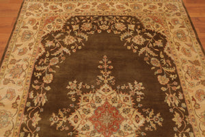 5' x 7'9" Hand Knotted Kermann Traditional 100% Wool Persian Oriental Area rug Mocha