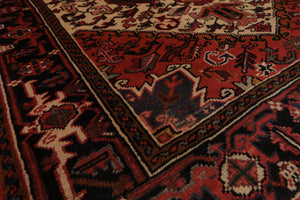 5'1" x 6'6" Hand Knotted Wool Herizz Vegetable Dyes Oriental Area Rug Ivory Red - Oriental Rug Of Houston