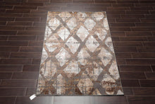   Gray Silver Brown Color Machine Made Persian  Abstract Oriental Rug