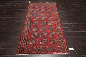 3'9" x 6'8" Hand Knotted Antique 100% Wool Zanjan Oriental Area Rug Red
