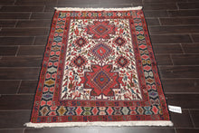 3'10" x 4'9" Hand Knotted 100% Wool Flat pile Area Rug Traditional Ivory - Oriental Rug Of Houston