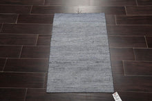 2' x 3' Hand Woven 100% Silk Modern Flatweave Kilim Oriental Area Rug Gray