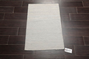 2' x 3' Hand Woven Silk Modern Flatweave Kilim Oriental Area Rug Silver Gray - Oriental Rug Of Houston