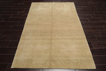 4x6 Beige,Sage Hand Knotted Tibetan 100% Wool Michaelian & Kohlberg Modern & Contemporary Oriental Area Rug