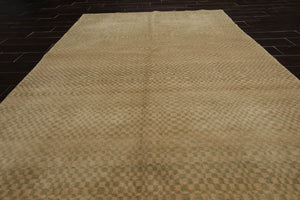 4x6 Beige,Sage Hand Knotted Tibetan 100% Wool Michaelian & Kohlberg Modern & Contemporary Oriental Area Rug