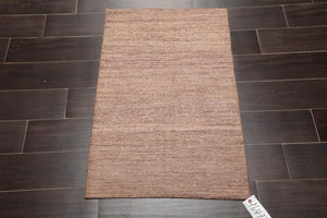 2' x 3' Hand Woven 100% Silk Modern Flatweave Kilim Oriental Area Rug Brown
