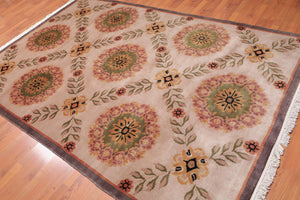 6' x 9'1" Hand Knotted Traditional Classic European Wool Tibetan Area rug Beige - Oriental Rug Of Houston