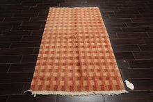 4x6 Peach, Rust Hand Knotted Tibetan 100% Wool Michaelian & Kohlberg Modern & Contemporary Oriental Area Rug