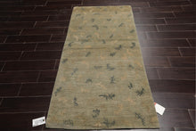 3x5 Moss, Beige Hand Knotted Tibetan 100% Wool Michaelian & Kohlberg Swiss Wash Modern Oriental Area Rug