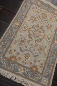 1'10” x 2'7” Hand Knotted 100% Wool Reversible Oriental Area Rug Beige