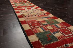 Runner Red, Green Hand Knotted Tibetan 100% Wool Michaelian & Kohlberg Modern & Contemporary Oriental Area Rug