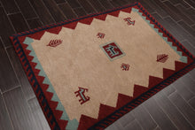 4'1" x 6'1" Hand Knotted Wool thick pile Gabbeh Area Rug Traditional Beige - Oriental Rug Of Houston