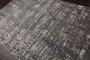 3' x5'  Gray Silver White Color Machine Made Persian Polypropylene Abstract Oriental Rug