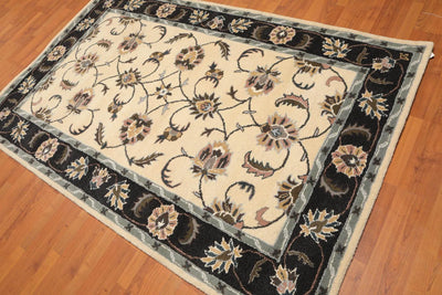 5' x 8' Handmade 100% Wool Traditional Oriental Area rug Ivory - Oriental Rug Of Houston