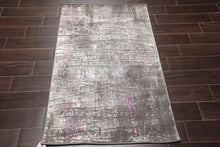 3' x5'  Gray Silver White Color Machine Made Persian Polypropylene Abstract Oriental Rug