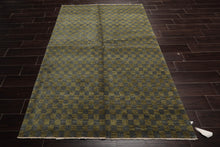 5x7 Green, Slate Hand Knotted Tibetan 100% Wool Michaelian & Kohlberg Modern & Contemporary Oriental Area Rug