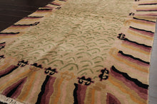 3'11 x 7' Beige, Sage Hand Knotted Tibetan 100% Wool Michaelian & Kohlberg Modern & Contemporary Oriental Area Rug