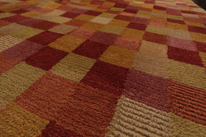 5x7 Raspberry, Gold Hand Knotted Tibetan 100% Wool Michaelian & Kohlberg Modern & Contemporary Oriental Area Rug