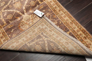 2'7"x7'10" Runner Gray, Beige Hand Knotted 100% Wool Peshawar Traditional Oriental Area Rug