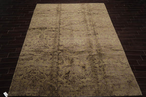9x12 Moss, Graphite Mark Phillips Hand Knotted Tibetan 100% Wool Damask Contemporary Area Rug