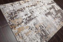 5'x7'  Silver Gray Caramel Color Machine Made Persian Polypropylene Abstract Oriental Rug