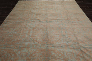 9'3" x 12' Hand Knotted Wool & Silk Transitional Turkish Oriental Area Rug Teal