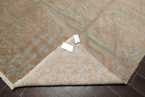 9'3" x 12' Hand Knotted Wool & Silk Transitional Turkish Oriental Area Rug Teal - Oriental Rug Of Houston