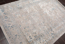 5'x7'   Beige Taupe Blue Color Machine Made Persian Polypropylene Abstract Oriental Rug