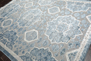7'11” x 11'2” Designer Modern 100% Polypropylene Oriental Area Rug Gray, Blue