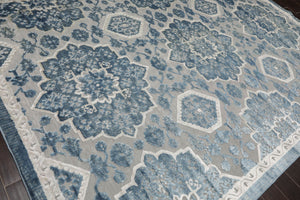 7'11” x 11'2” Designer Modern 100% Polypropylene Oriental Area Rug Gray, Blue