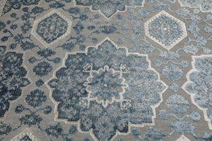 7'11” x 11'2” Designer Modern 100% Polypropylene Oriental Area Rug Gray, Blue
