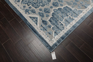 7'11” x 11'2” Designer Modern 100% Polypropylene Oriental Area Rug Gray, Blue