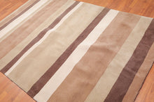 5'6"x8'6" Beige Tan Brown Color Hand Tufted Pile Area Rug 100% Wool Modern  Oriental Rug