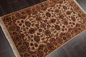 2’11” x 5’2" Hand Knotted 100% Wool Agra Traditional Oriental Area Rug Beige