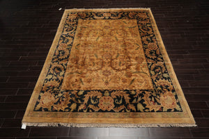 9x12 Gold Hand Knotted 100% Wool Agra Traditional Oriental Area Rug Light