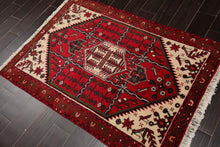 3’6” x 5’ Vintage Hand Knotted Wool Hamadan Traditional Oriental Area Rug Red - Oriental Rug Of Houston