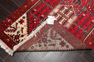 3’6” x 5’ Vintage Hand Knotted Wool Hamadan Traditional Oriental Area Rug Red