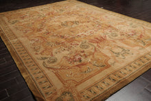 10x14 Tan Hand Knotted French Aubusson  100% Wool Traditional Oriental Area Rug