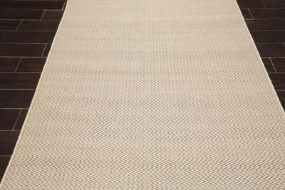 Multi Size Beige Hand Tufted Dhurry Herringbone Pattern 100% Wool Traditional Oriental Area Rug - Oriental Rug Of Houston