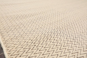 Multi Size Beige Hand Tufted Dhurry Herringbone Pattern 100% Wool Traditional Oriental Area Rug - Oriental Rug Of Houston