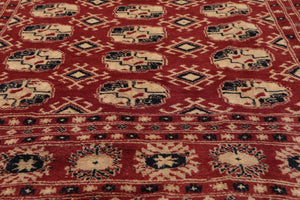 4'2"x6'4" Hand Knotted Wool Bokhaara Traditional 250 KPSI Oriental Area Rug Rust - Oriental Rug Of Houston