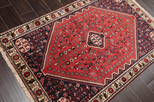 3’4” x 5’10" Vintage Hand Knotted Wool Abadehh 200 KPSI Oriental Area Rug Coral - Oriental Rug Of Houston