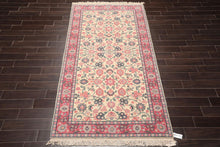 4'11'' x 9'5'' Runner Hand Knotted Wool Rare Romanian Kashaan Area Rug Ivory