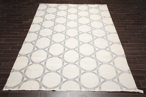 9'4" x 12'2" Hand Knotted Wool Contemporary High Low Pile Oriental Area Rug Tone on Tone Gray